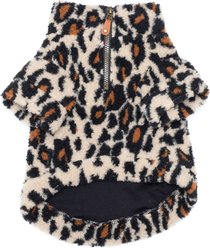 The Worthy Dog Quarter Zip Pullover Dog Coat, Tan Leopard, Medium slide 2 of 3
