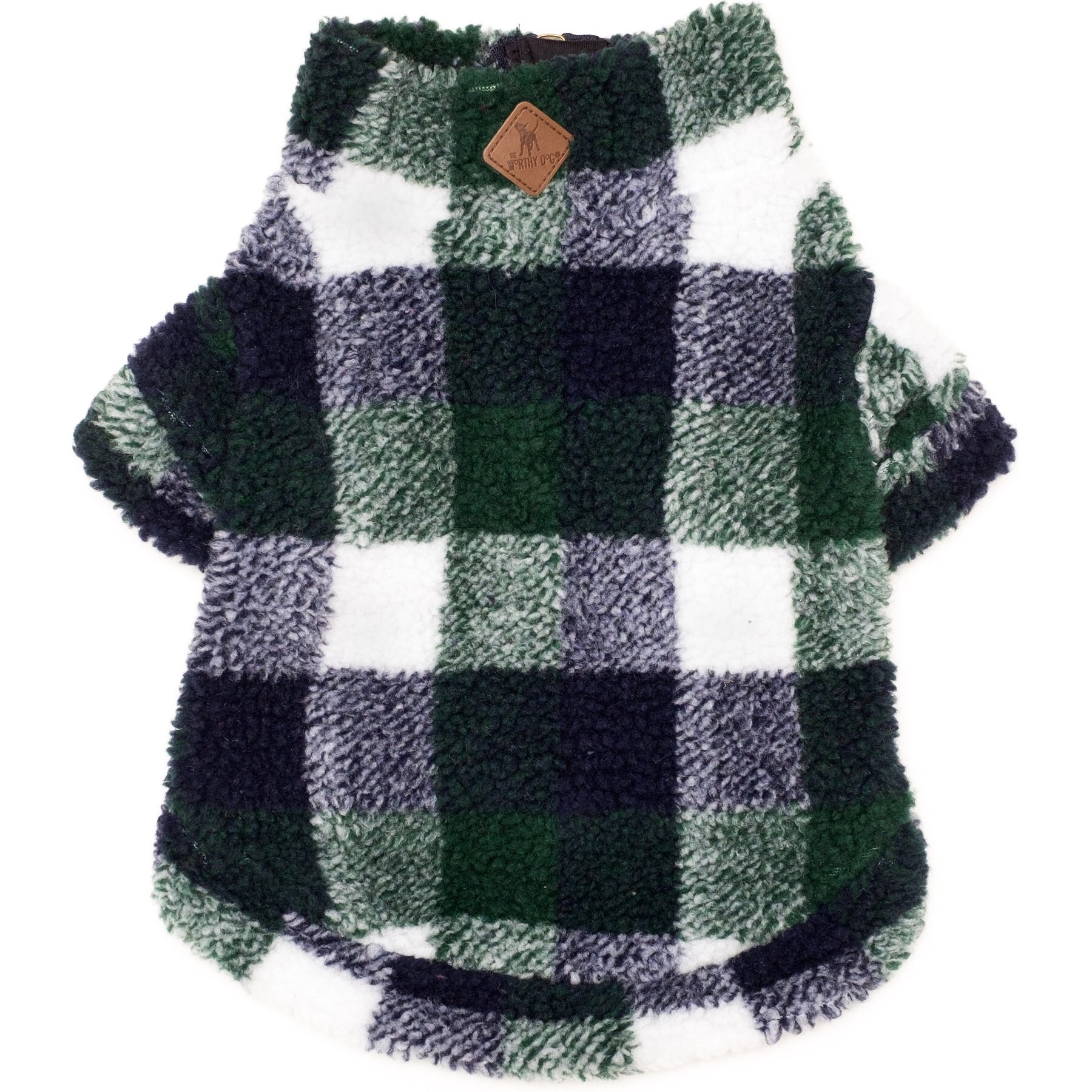 The Worthy Dog Quarter Zip Pullover Dog Coat, Green/Navy, X-Large