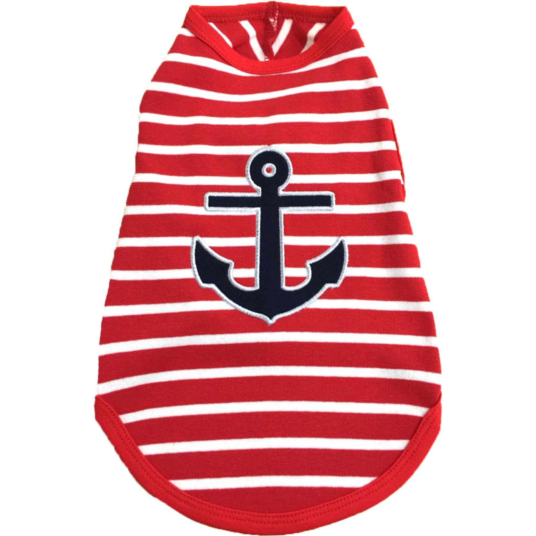 The Worthy Dog Anchor Tee Dog Shirt, Red/White, XX-Large