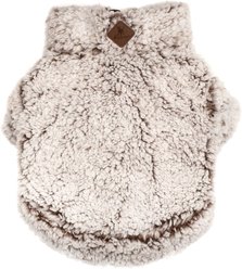 The Worthy Dog Wubby Fleece Quarter Zip Pullover Dog Coat, Ivory, Medium