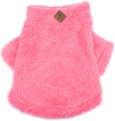 The Worthy Dog Solid Fleece Quarter Zip Pullover Dog Coat, Fuchsia, XX-Large