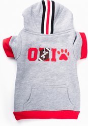 The License House Ohio State O-H-I-O Dog Hoodie, Gray, XX-Small
