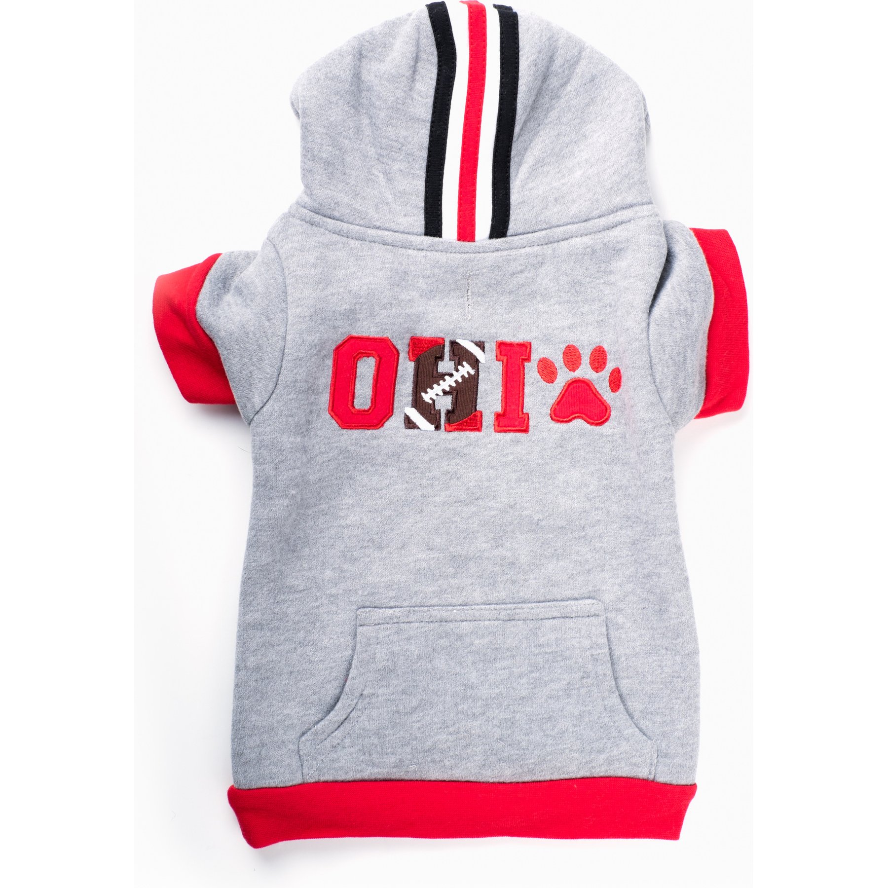 The License House Ohio State O-H-I-O Dog Hoodie, Gray, Medium