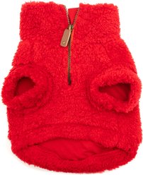 The License House Ohio State Block O Fleece Quarter Zip Dog Coat, Scarlet, Medium slide 2 of 3