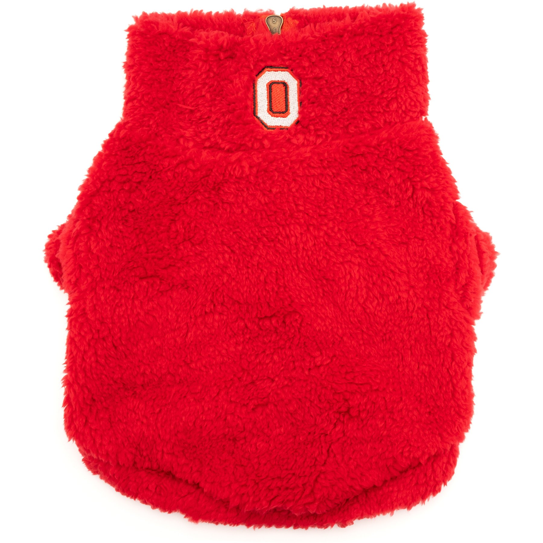 The License House Ohio State Block O Fleece Quarter Zip Dog Coat, Scarlet, Medium