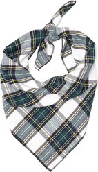 The Worthy Dog Stewart Tartan Machine-Washable Dog Bandana, Green/White, Small
