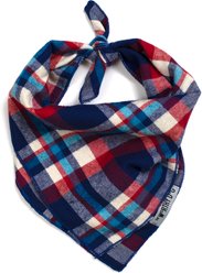 The Worthy Dog Machine-Washable Dog Bandana, Navy/Red Multicolor, Large