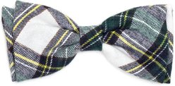 The Worthy Dog Stewart Tartan Plaid Boy Dog Bow Tie, Green/White, Small