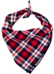 The Worthy Dog Madras Plaid Classic Machine-Washable Dog Bandana, Red/Navy, Large slide 1 of 3