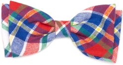 The Worthy Dog Plaid Boy Dog Bow Tie, Red/Hunter Blue, Small