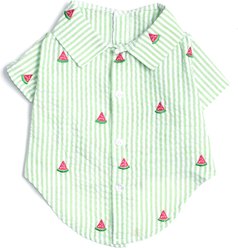 The Worthy Dog Stripe Watermelon Dog Shirt, Green/White, X-Small
