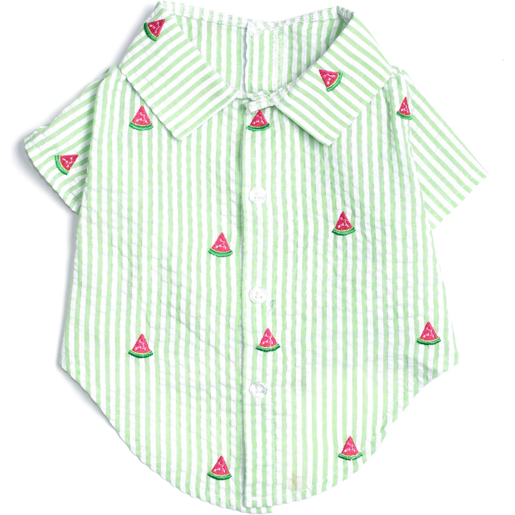 The Worthy Dog Stripe Watermelon Dog Shirt, Green/White, X-Large