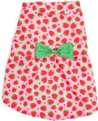 The Worthy Dog Strawberries Dog Dress, Pink, Medium