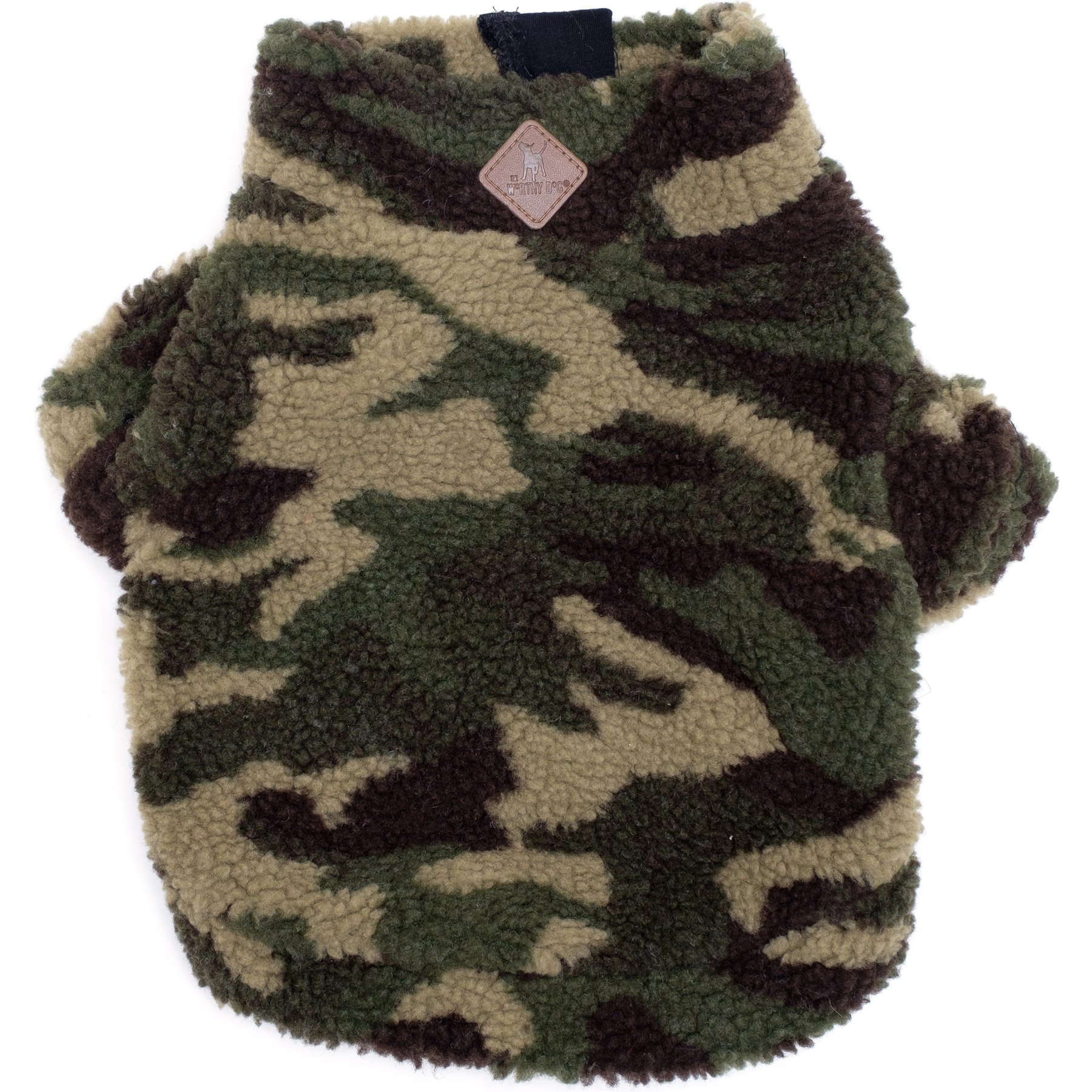 The Worthy Dog Quarter Zip Pullover Dog Coat, Green Camo, X-Large