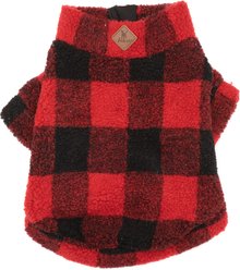 The Worthy Dog Quarter Zip Pullover Dog Coat, Red/Black, Small
