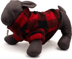 The Worthy Dog Quarter Zip Pullover Dog Coat, Red/Black, Small slide 2 of 3