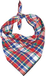 The Worthy Dog Plaid Machine-Washable Dog Bandana, Red/Blue, Large