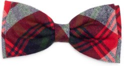 The Worthy Dog Plaid Boy Dog Bow Tie, Red/Green/Navy, Large