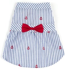 The Worthy Dog Stripe Anchor Dog Dress, Navy, X-Large