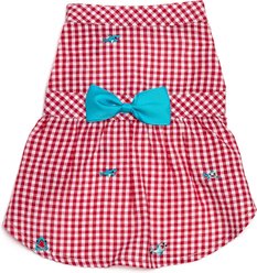 The Worthy Dog Gingham Chomp Dog Dress, Red/White, X-Small