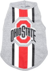 The License House Ohio State Stripe Tee Dog Shirt, Gray, X-Small