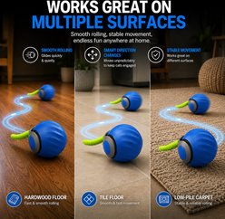 Purr Harbor Smart Fast Rolling Ball Cat Toy, Blue slide 2 of 7