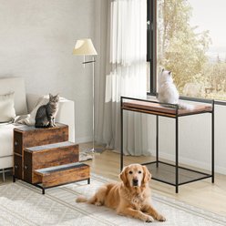 LEMBERI Bunk Bed Window Perch with Storage Dog & Cat Stairs, Brown slide 2 of 8
