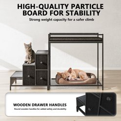 LEMBERI Bunk Bed Window Perch with Storage Dog & Cat Stairs, Black slide 2 of 8