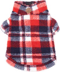 The Worthy Dog Quarter Zip Pullover Dog Coat, Red/Navy, XX-Large