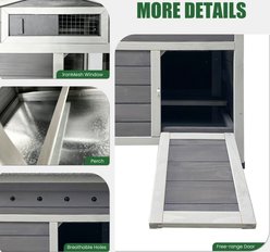 Yafylly Outdoor Wooden House Pull-Out Tray, Asphalt Roof & Dual Doors with Nesting Box Chicken Coop, Gray slide 2 of 7