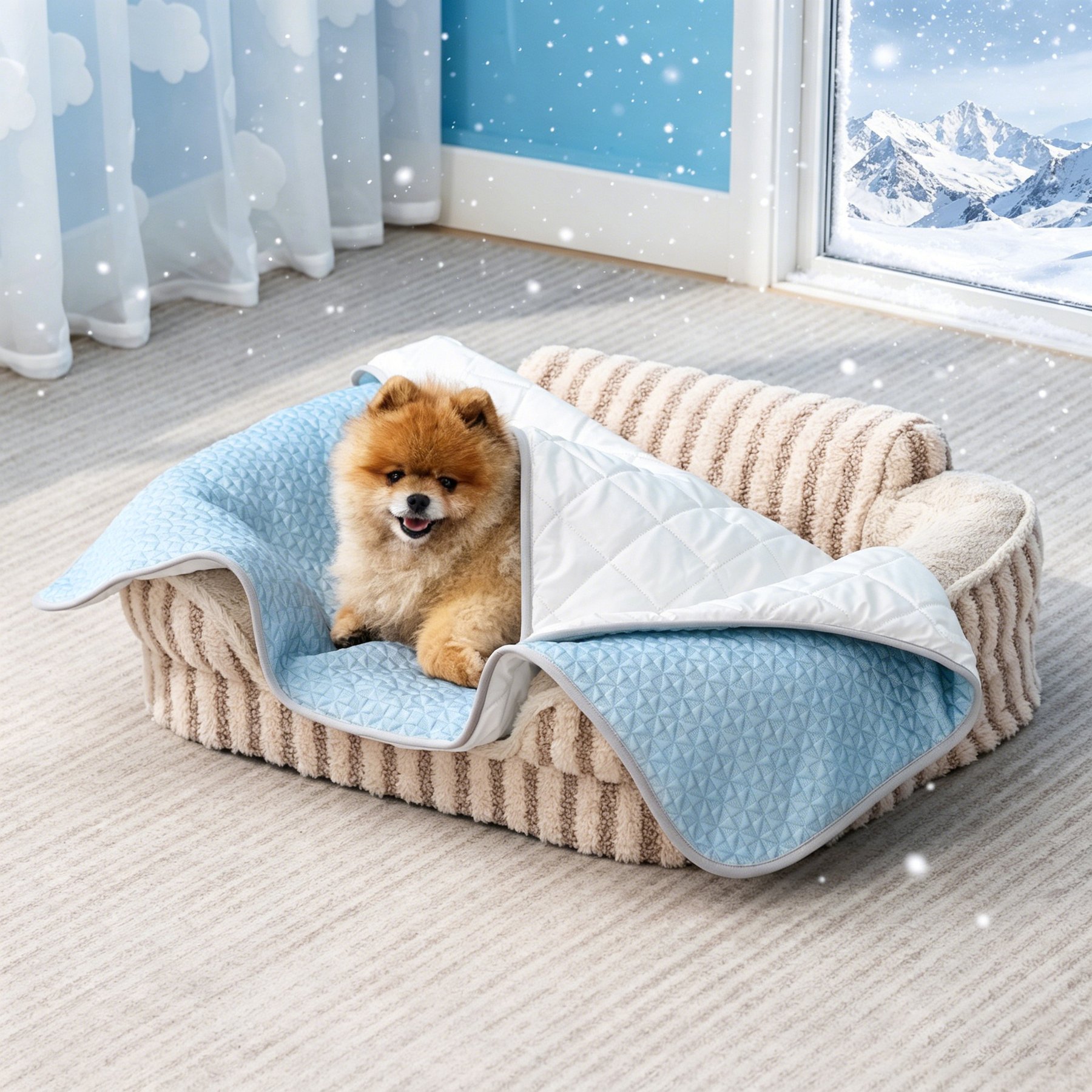 GOOPAWS All Season Reversible Cooling Dog Blanket Bed Cover, Blue, Medium: 29 x 40-in