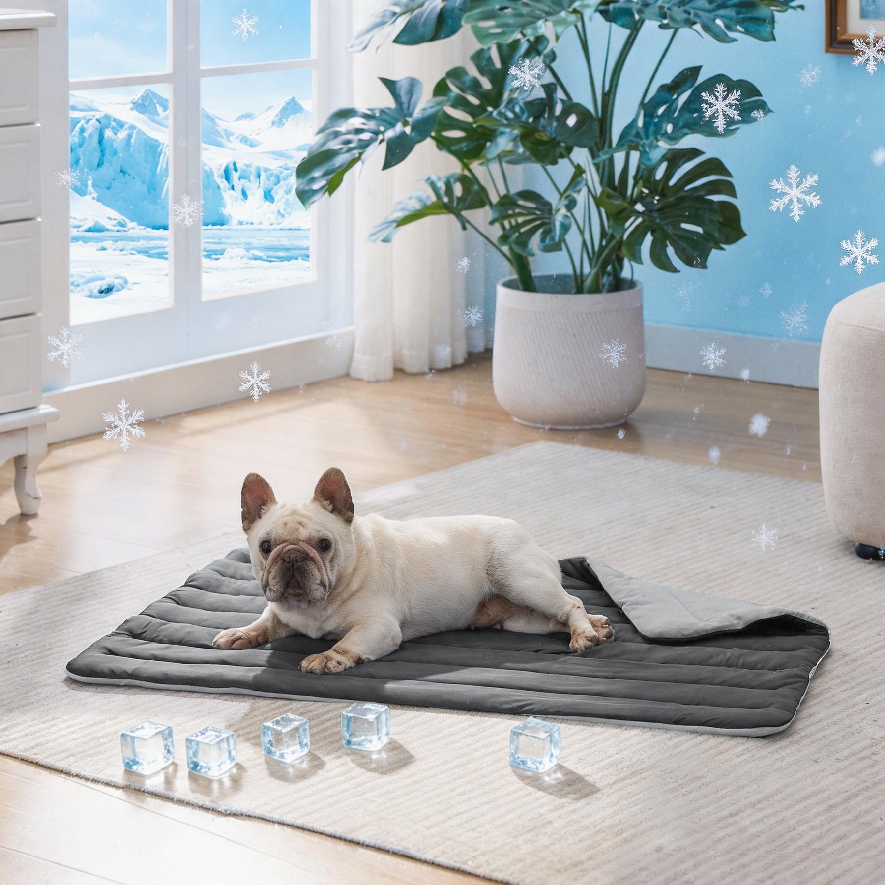 GOOPAWS Reversible Cooling Dog Mat Blanket, Grey, Medium: 29 x 40-in