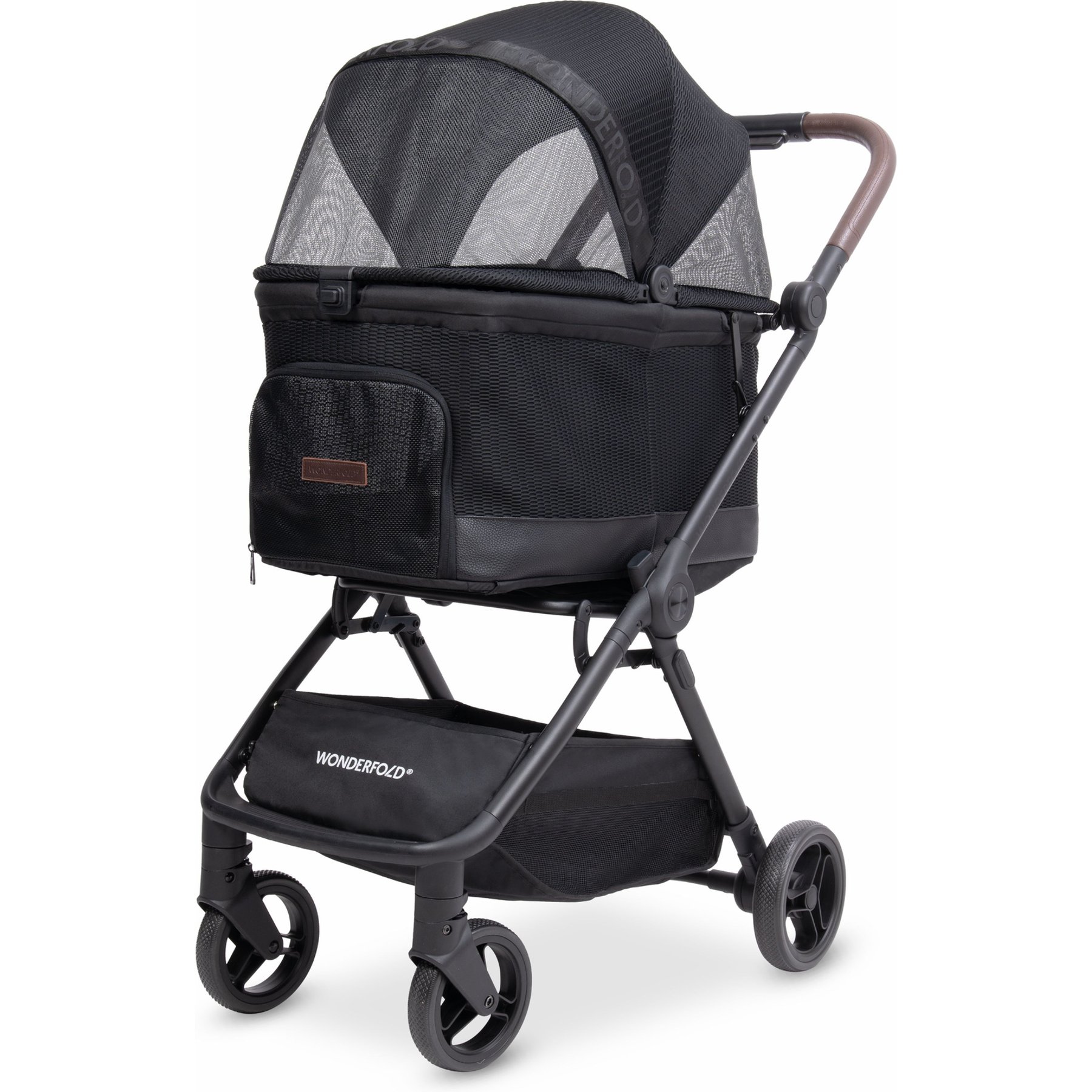 Wonderfold Bella AutoFold Technology Dog & Cat Stroller, Graphite Black