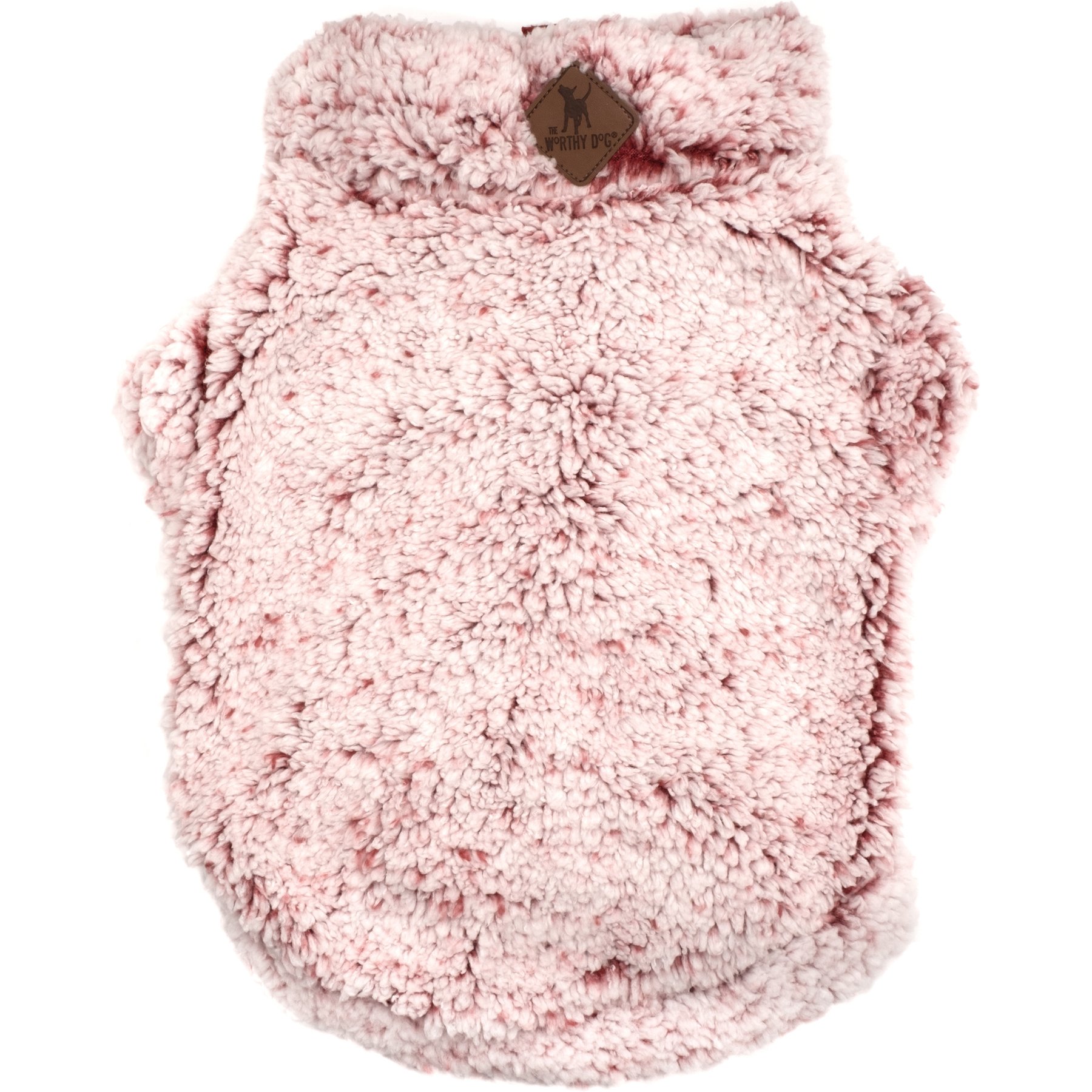 The Worthy Dog Wubby Fleece Quarter Zip Pullover Dog Coat, Burgundy, Medium