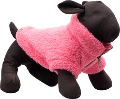 The Worthy Dog Solid Fleece Quarter Zip Pullover Dog Coat, Fuchsia, XX-Large slide 2 of 3