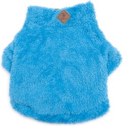 The Worthy Dog Solid Fleece Quarter Zip Pullover Dog Coat, Turquoise, Large
