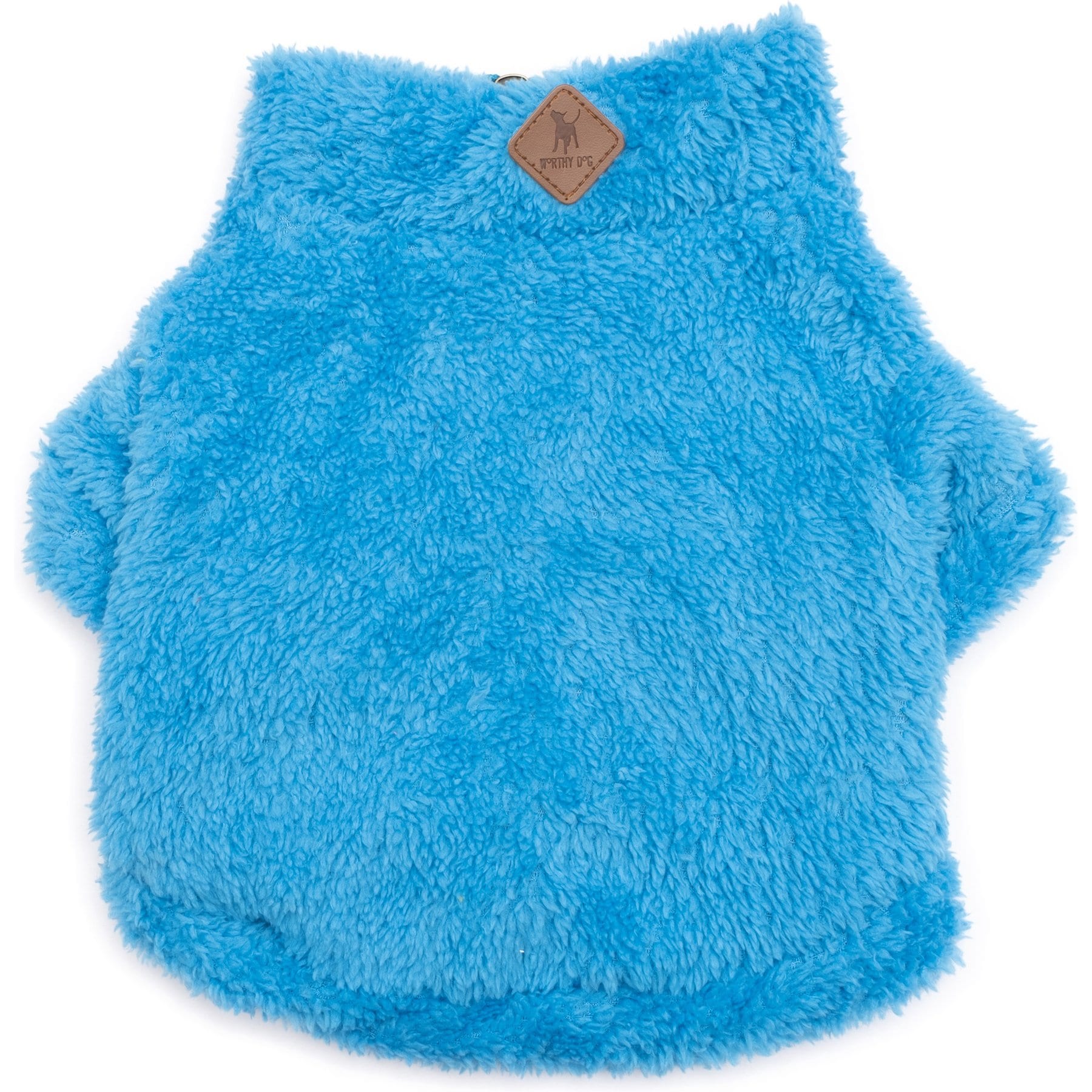 The Worthy Dog Solid Fleece Quarter Zip Pullover Dog Coat, Turquoise, XX-Large