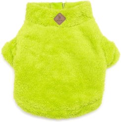 The Worthy Dog Solid Fleece Quarter Zip Pullover Dog Coat, Lime, X-Small