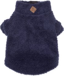The Worthy Dog Solid Fleece Quarter Zip Pullover Dog Coat, Navy, Small