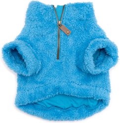 The Worthy Dog Solid Fleece Quarter Zip Pullover Dog Coat, Turquoise, Large slide 2 of 3