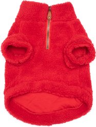 The Worthy Dog Solid Fleece Quarter Zip Pullover Dog Coat, Red, Small slide 2 of 2