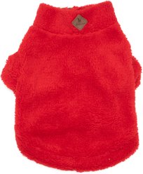 The Worthy Dog Solid Fleece Quarter Zip Pullover Dog Coat, Red, Small slide 1 of 2