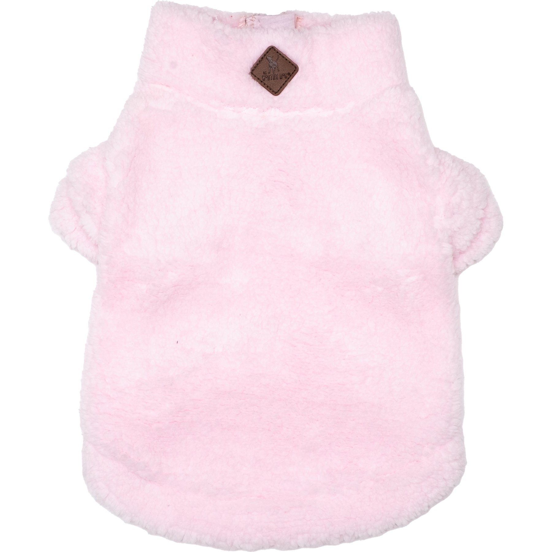 The Worthy Dog Solid Fleece Quarter Zip Pullover Dog Coat, Pink, X-Small