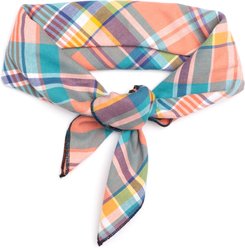 The Worthy Dog Plaid Machine-Washable Dog Bandana, Peach Multicolor, Large slide 2 of 3