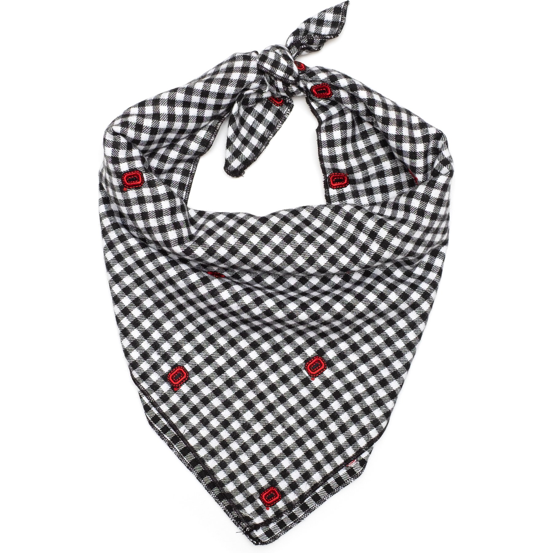 The License House Ohio State Block O Check Machine-Washable Dog Bandana, Black, Small