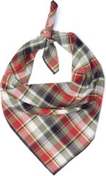 The Worthy Dog Plaid Machine-Washable Dog Bandana, Olive Multicolor, Small