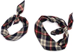 The Worthy Dog Plaid Machine-Washable Dog Bandana, Navy, Small slide 2 of 3