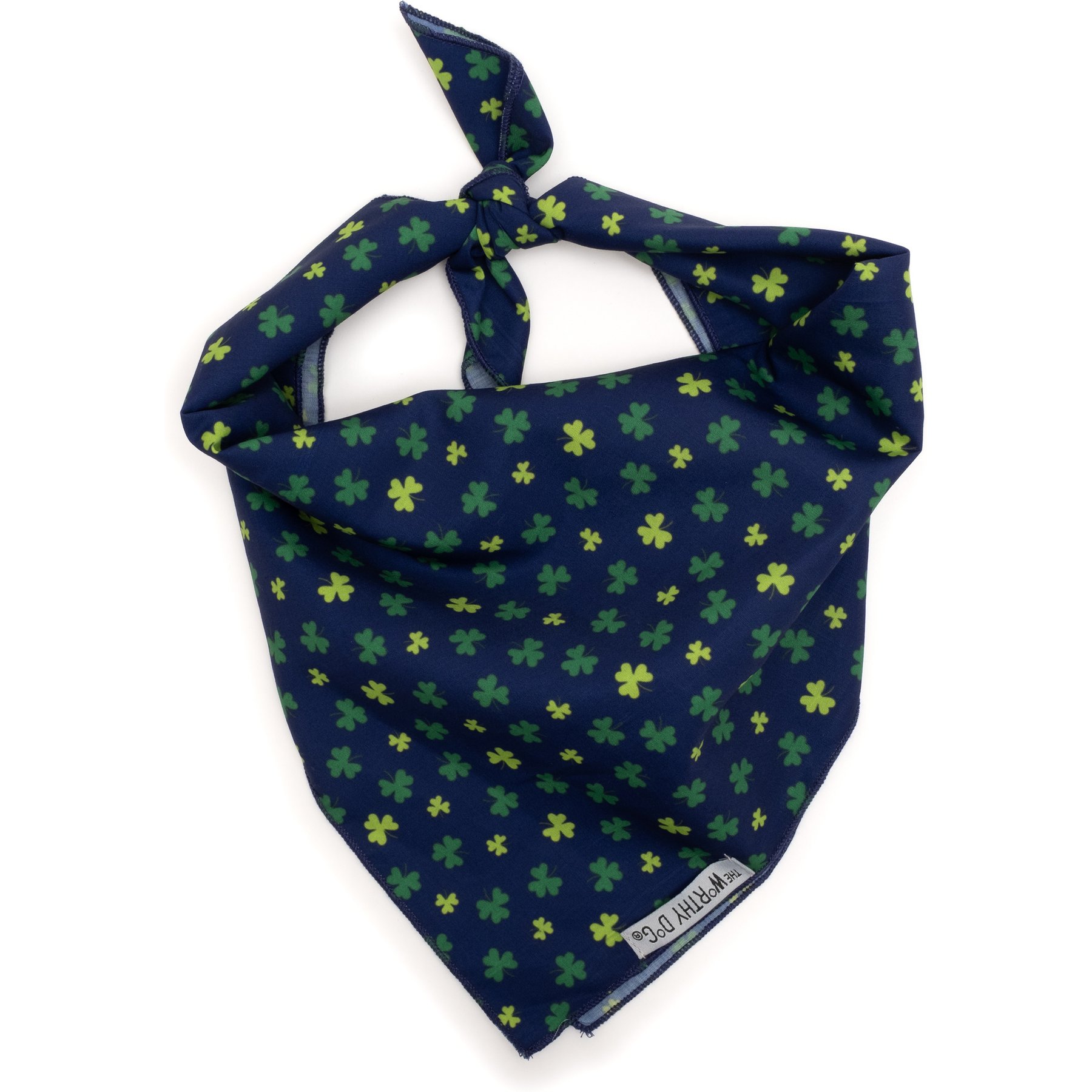 The Worthy Dog Lucky Machine-Washable Dog Bandana, Navy, Large