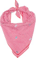 The Worthy Dog Gingham Chomp Machine-Washable Dog Bandana, Red/White, Small