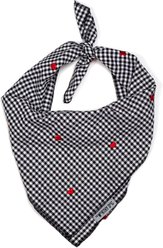 The Worthy Dog Gingham Hearts Machine-Washable Dog Bandana, Black, Small